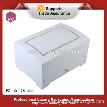 White Wooden big Jewelry storage box with drawer
